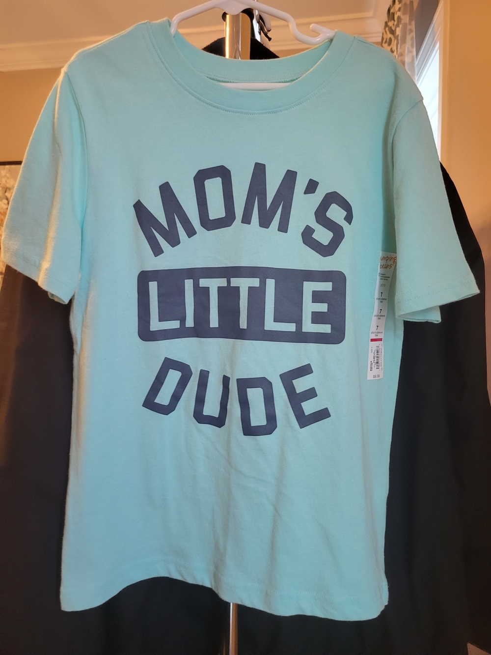 'Mom's Little Dude' Kids Graphic Tee - Light Aqua